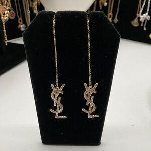 Gold Logo Drop Earrings